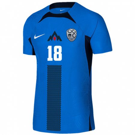 Kandiny Kinder Slowenien Tristan Kotar #18 Blau Auswärtstrikot Trikot 24-26 T-Shirt Österreich