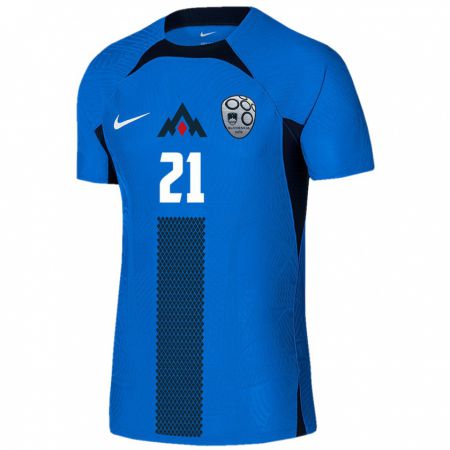 Kandiny Bambino Maglia Slovenia Zala Vindišar #21 Blu Kit Gara Away 24-26 Maglietta