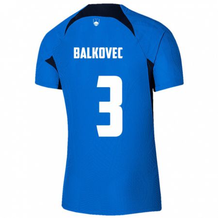 Kandiny Bambino Maglia Slovenia Jure Balkovec #3 Blu Kit Gara Away 24-26 Maglietta