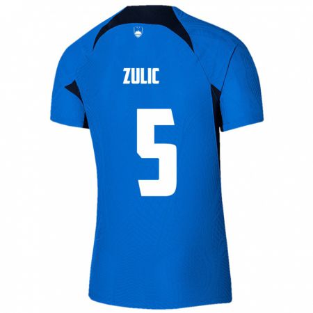 Kandiny Bambino Maglia Slovenia Anel Zulic #5 Blu Kit Gara Away 24-26 Maglietta