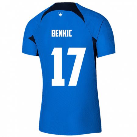 Kandiny Bambino Maglia Slovenia Kevin Benkic #17 Blu Kit Gara Away 24-26 Maglietta