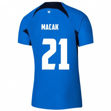 Kandiny Bambino Maglia Slovenia Lucas Macak #21 Blu Kit Gara Away 24-26 Maglietta