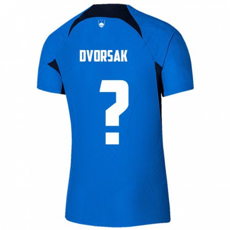 Kandiny Bambino Maglia Slovenia Matej Dvorsak #0 Blu Kit Gara Away 24-26 Maglietta