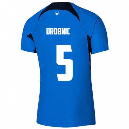 Kandiny Bambino Maglia Slovenia Dominik Drobnic #5 Blu Kit Gara Away 24-26 Maglietta