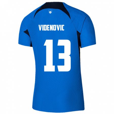 Kandiny Bambino Maglia Slovenia Denis Videnovic #13 Blu Kit Gara Away 24-26 Maglietta