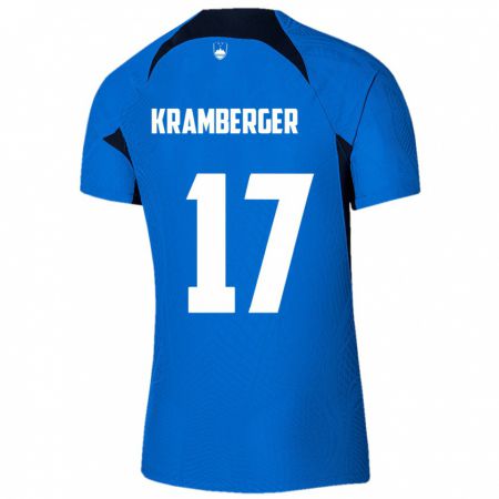 Kandiny Bambino Maglia Slovenia Enej Kramberger #17 Blu Kit Gara Away 24-26 Maglietta