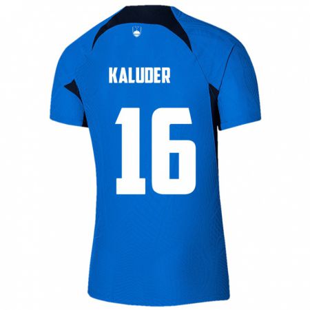 Kandiny Kinderen Slovenië Grega Kaluder #16 Blauw Uitshirt Uittenue 24-26 T-Shirt