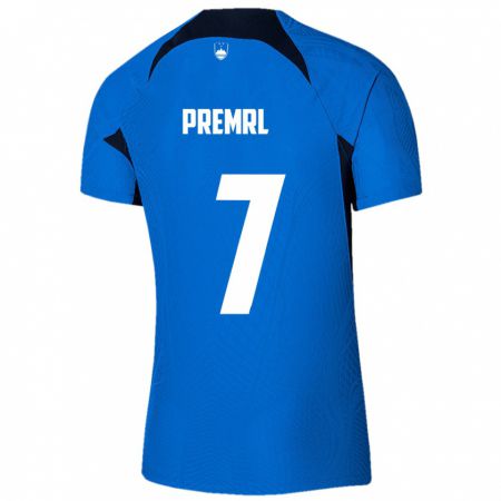 KandinyキッズスロベニアJaka Premrl#7青アウェイシャツ24-26ジャージーユニフォーム