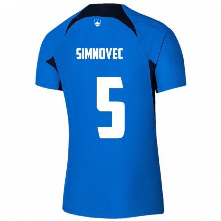 Kandiny Bambino Maglia Slovenia Matevz Simnovec #5 Blu Kit Gara Away 24-26 Maglietta