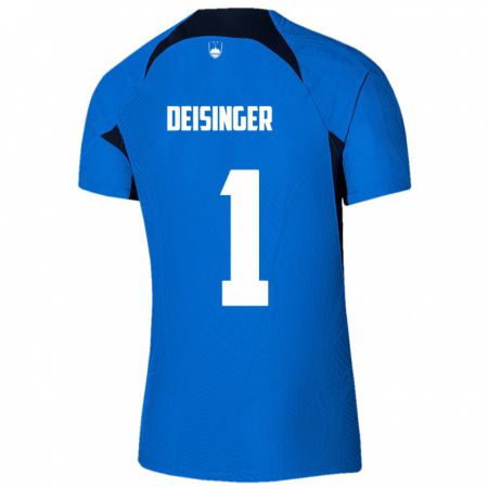 Kandiny Bambino Maglia Slovenia Nik Deisinger #1 Blu Kit Gara Away 24-26 Maglietta