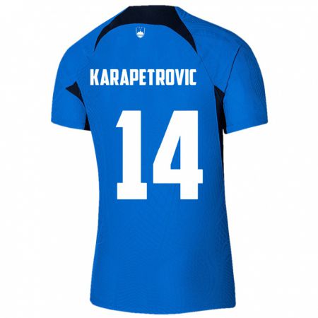 Kandiny Bambino Maglia Slovenia Luka Karapetrovic #14 Blu Kit Gara Away 24-26 Maglietta