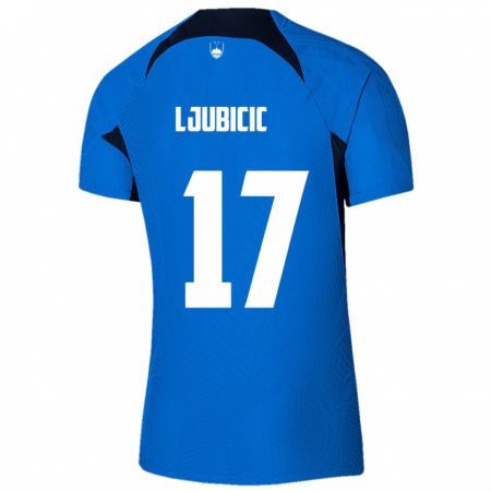 Kandiny Bambino Maglia Slovenia Egon Ljubicic #17 Blu Kit Gara Away 24-26 Maglietta