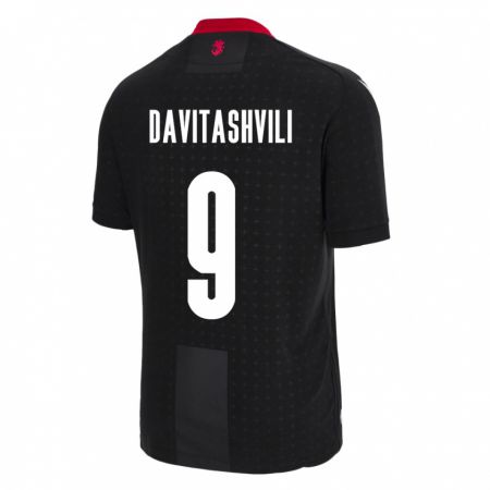 Kandiny Bambino Maglia Georgia Zuriko Davitashvili #9 Nero Kit Gara Away 24-26 Maglietta