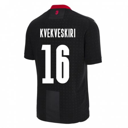 Kandiny Bambino Maglia Georgia Nika Kvekveskiri #16 Nero Kit Gara Away 24-26 Maglietta