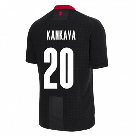 Kandiny Bambino Maglia Georgia Jaba Kankava #20 Nero Kit Gara Away 24-26 Maglietta