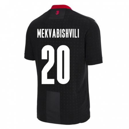 Kandiny Bambino Maglia Georgia Anzor Mekvabishvili #20 Nero Kit Gara Away 24-26 Maglietta