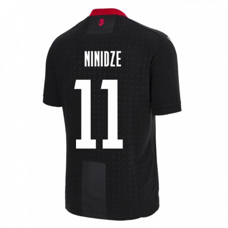 Kandiny Bambino Maglia Georgia Nikoloz Ninidze #11 Nero Kit Gara Away 24-26 Maglietta