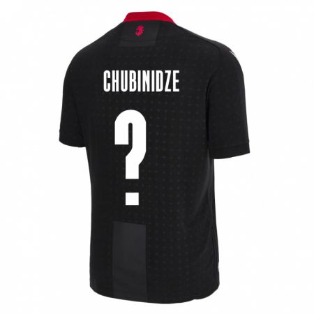 Kandiny Bambino Maglia Georgia George Chubinidze #0 Nero Kit Gara Away 24-26 Maglietta