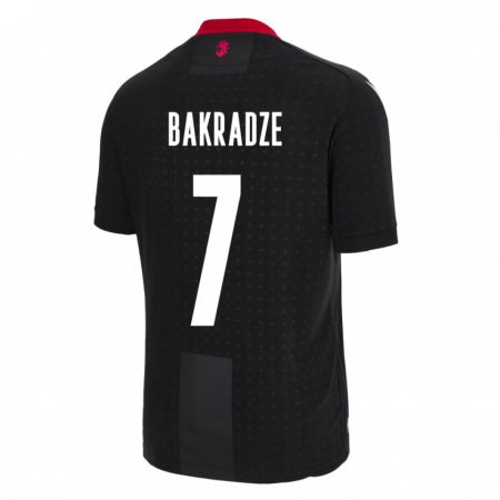 Kandiny Bambino Maglia Georgia Teona Bakradze #7 Nero Kit Gara Away 24-26 Maglietta