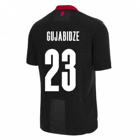 Kandiny Bambino Maglia Georgia Nino Gujabidze #23 Nero Kit Gara Away 24-26 Maglietta