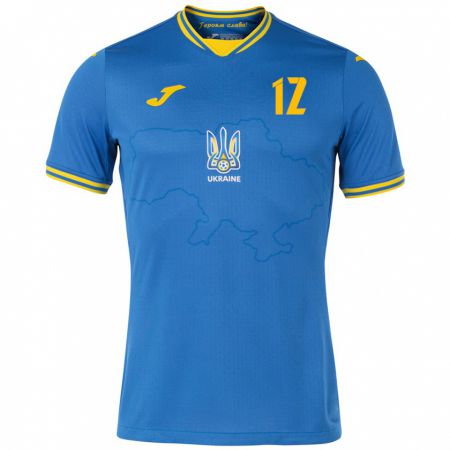 Kandiny Kinder Ukraine Oleksandr Kharechko #12 Blau Auswärtstrikot Trikot 24-26 T-Shirt Österreich