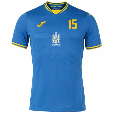 Kandiny Bambino Maglia Ucraina Anastasiya Voronina #15 Blu Kit Gara Away 24-26 Maglietta