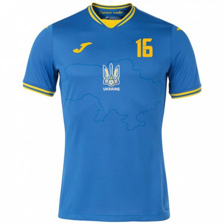 Kandiny Kinderen Oekraïne Yevgeniy Ryabokon #16 Blauw Uitshirt Uittenue 24-26 T-Shirt