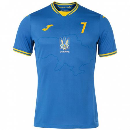 Kandiny Kinder Ukraine Kristian Shevchenko #7 Blau Auswärtstrikot Trikot 24-26 T-Shirt Österreich