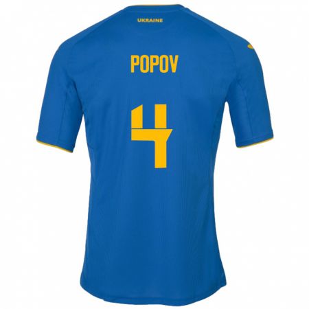 Kandiny Kinderen Oekraïne Denys Popov #4 Blauw Uitshirt Uittenue 24-26 T-Shirt België