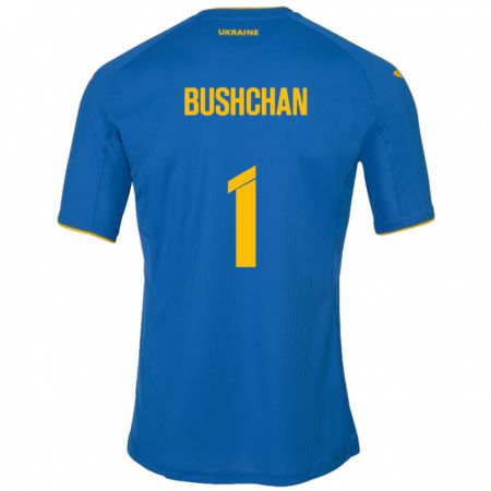 Kandiny Bambino Maglia Ucraina Georgiy Bushchan #1 Blu Kit Gara Away 24-26 Maglietta