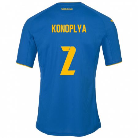 Kandiny Bambino Maglia Ucraina Yukhym Konoplya #2 Blu Kit Gara Away 24-26 Maglietta