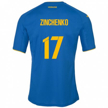 Kandiny Kinder Ukraine Oleksandr Zinchenko #17 Blau Auswärtstrikot Trikot 24-26 T-Shirt Österreich