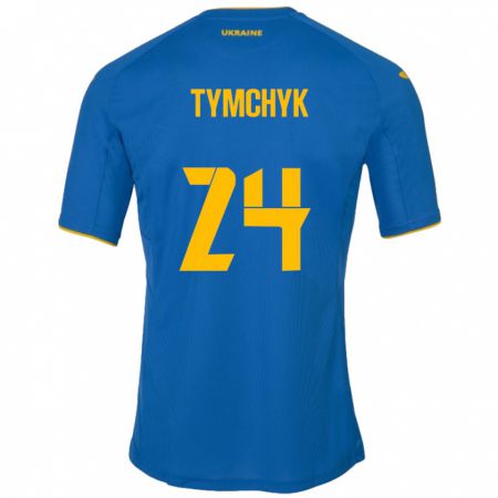 Kandiny Bambino Maglia Ucraina Oleksandr Tymchyk #24 Blu Kit Gara Away 24-26 Maglietta