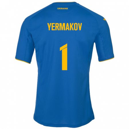 Kandiny Kinder Ukraine Georgiy Yermakov #1 Blau Auswärtstrikot Trikot 24-26 T-Shirt Österreich