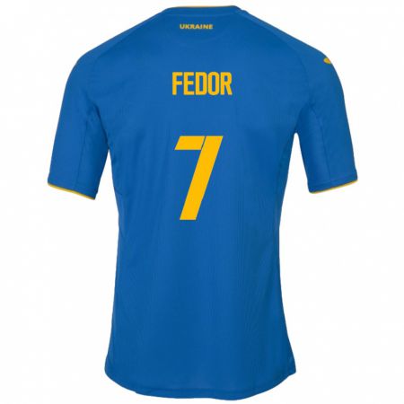 Kandiny Kinder Ukraine Oleg Fedor #7 Blau Auswärtstrikot Trikot 24-26 T-Shirt Österreich