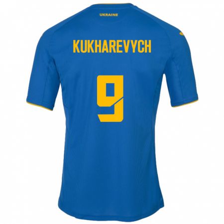 Kandiny Kinder Ukraine Mykola Kukharevych #9 Blau Auswärtstrikot Trikot 24-26 T-Shirt Österreich