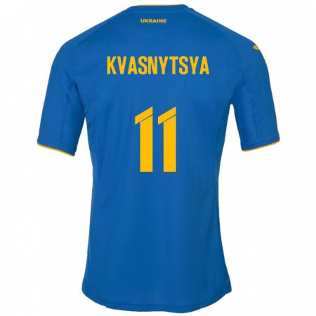 Kandiny Kinder Ukraine Ilya Kvasnytsya #11 Blau Auswärtstrikot Trikot 24-26 T-Shirt Österreich