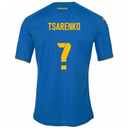 Kandiny Bambino Maglia Ucraina Anton Tsarenko #0 Blu Kit Gara Away 24-26 Maglietta