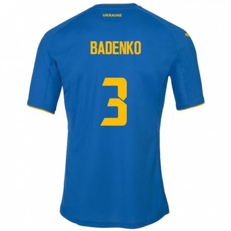 Kandiny Kinder Ukraine Ilya Badenko #3 Blau Auswärtstrikot Trikot 24-26 T-Shirt Österreich