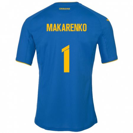 Kandiny Bambino Maglia Ucraina Nazar Makarenko #1 Blu Kit Gara Away 24-26 Maglietta