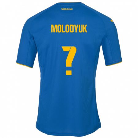 Kandiny Kinder Ukraine Yelyzaveta Molodyuk #0 Blau Auswärtstrikot Trikot 24-26 T-Shirt Österreich