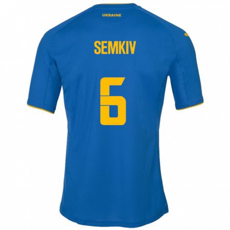 Kandiny Bambino Maglia Ucraina Dayana Semkiv #6 Blu Kit Gara Away 24-26 Maglietta