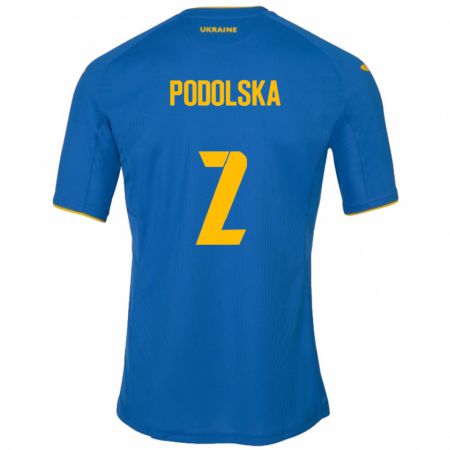 Kandiny Bambino Maglia Ucraina Iryna Podolska #2 Blu Kit Gara Away 24-26 Maglietta