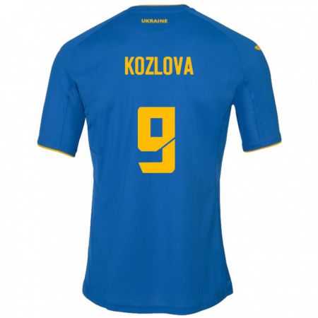 Kandiny Bambino Maglia Ucraina Nicole Kozlova #9 Blu Kit Gara Away 24-26 Maglietta