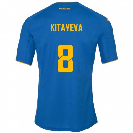 Kandiny Bambino Maglia Ucraina Tetyana Kitayeva #8 Blu Kit Gara Away 24-26 Maglietta