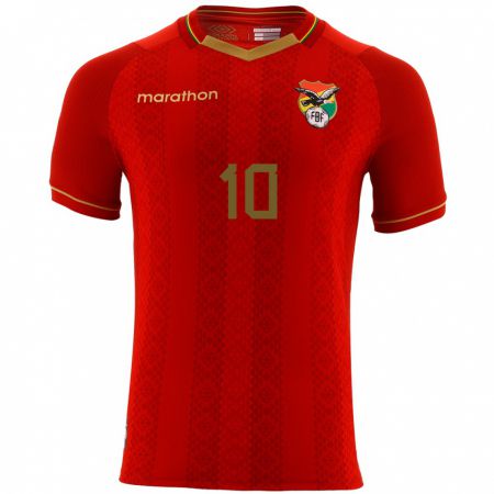 Kandiny Bambino Maglia Bolivia Leonardo Viviani #10 Rosso Kit Gara Away 24-26 Maglietta