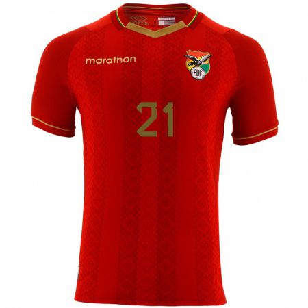 Kandiny Niño Camiseta Bolivia Vladimir Galvez #21 Rojo 2ª Equipación 24-26 La Camisa México