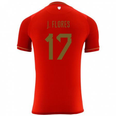 Kandiny Bambino Maglia Bolivia José Flores #17 Rosso Kit Gara Away 24-26 Maglietta