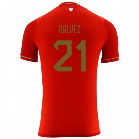 Kandiny Bambino Maglia Bolivia Vladimir Galvez #21 Rosso Kit Gara Away 24-26 Maglietta