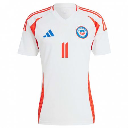 Kandiny Bambino Maglia Cile Eduardo Vargas #11 Bianco Kit Gara Away 24-26 Maglietta